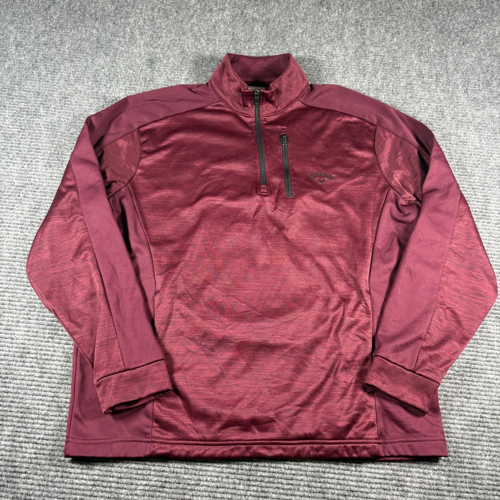 Callaway Mens Large 1/4 Zip Pullover Burgundy Heathered Golf Jacket 4373